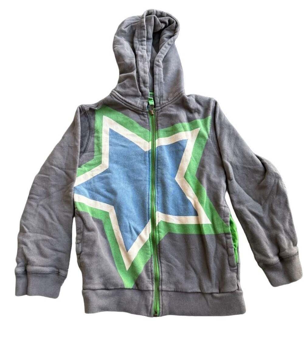Boden Star Full Zip Hoodie Gray Blue Green Cotton